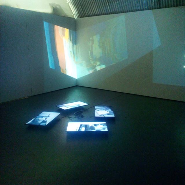 After a packed private view last night the show continues @peckhamartistrun today and Saturday. Great work from @hometape_ @annie.jane.jones @marcdepierrefeu @_z_s_w and a work-in-progress piece by me made in VR and displayed on the floor. Come down and check check check #peckham #gallery #movingimage #installation #vr #collage #framing #remix