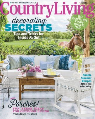 Sweet Celia patterned wooden tile featured on the cover of Country Living June 2016