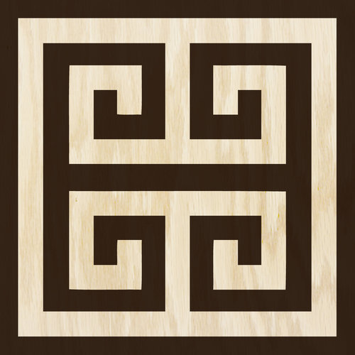 Ebony and Cream Greek Key wood tile #MirthStudio