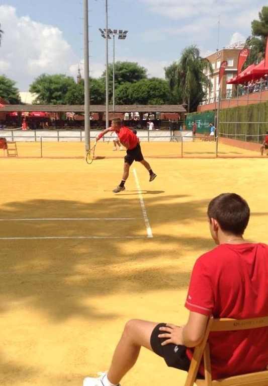 Serving at the Challenger in Seville.