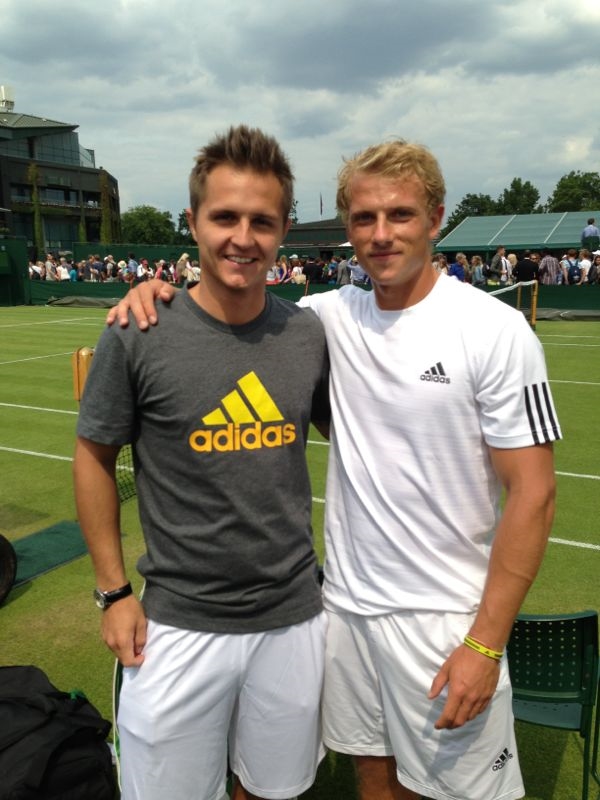 Nikki with close friend Andrew Fitzpatrick after practice at Wimbledon 2013.