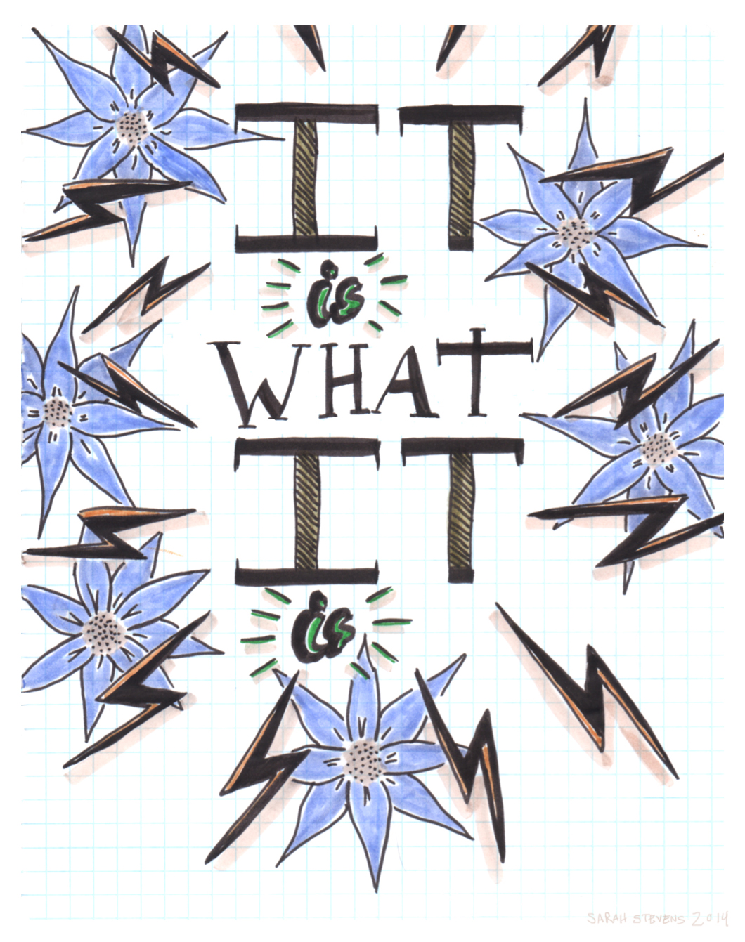 Materials: Tombow 098, 603, N89, 245, 993 // Graph paper // Itoya doubleheader calligraphy pen