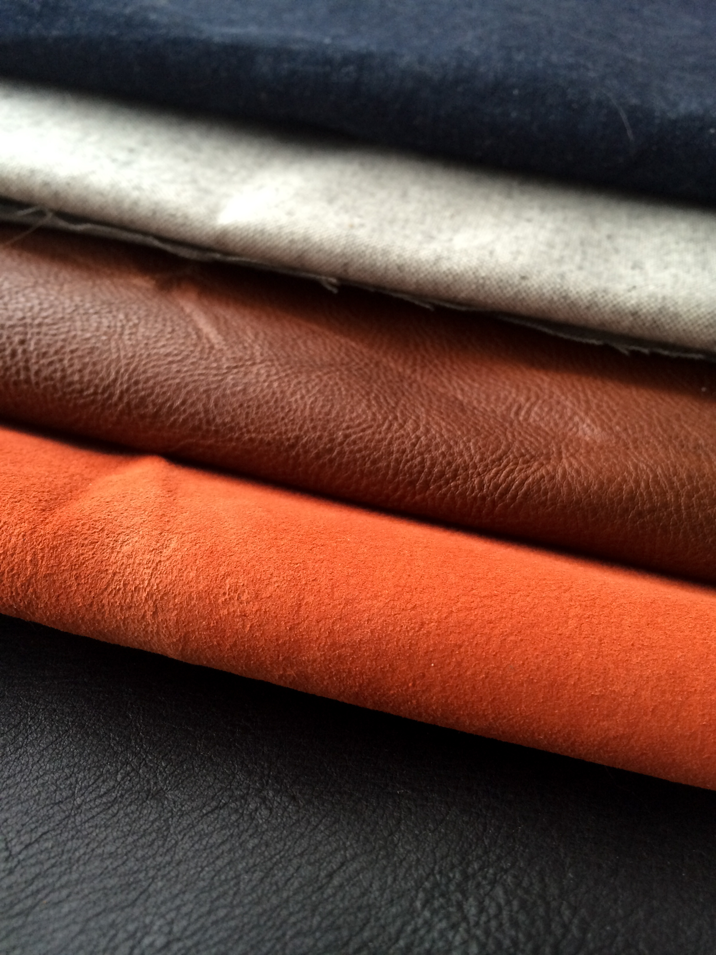 I chose 3 leather and 2 denim options - these are off-ends I purchased in China Town.