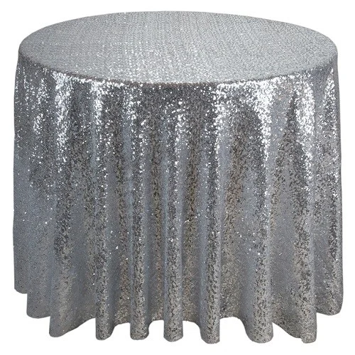 90" Silver Sequin Linen / $35 each