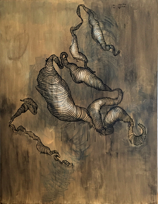   to writhe, to quiver   57" X 44"  acrylic on canvas  2015 