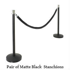 Matte black stanchions with tulip top text.jpg