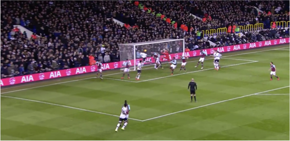 Both of these examples – as well as the goal against Stoke City (all coincidentally at the Park Lane end of White Hart Lane) – show how Dier or Alderweireld are able to beat their men to the ball and nod home.