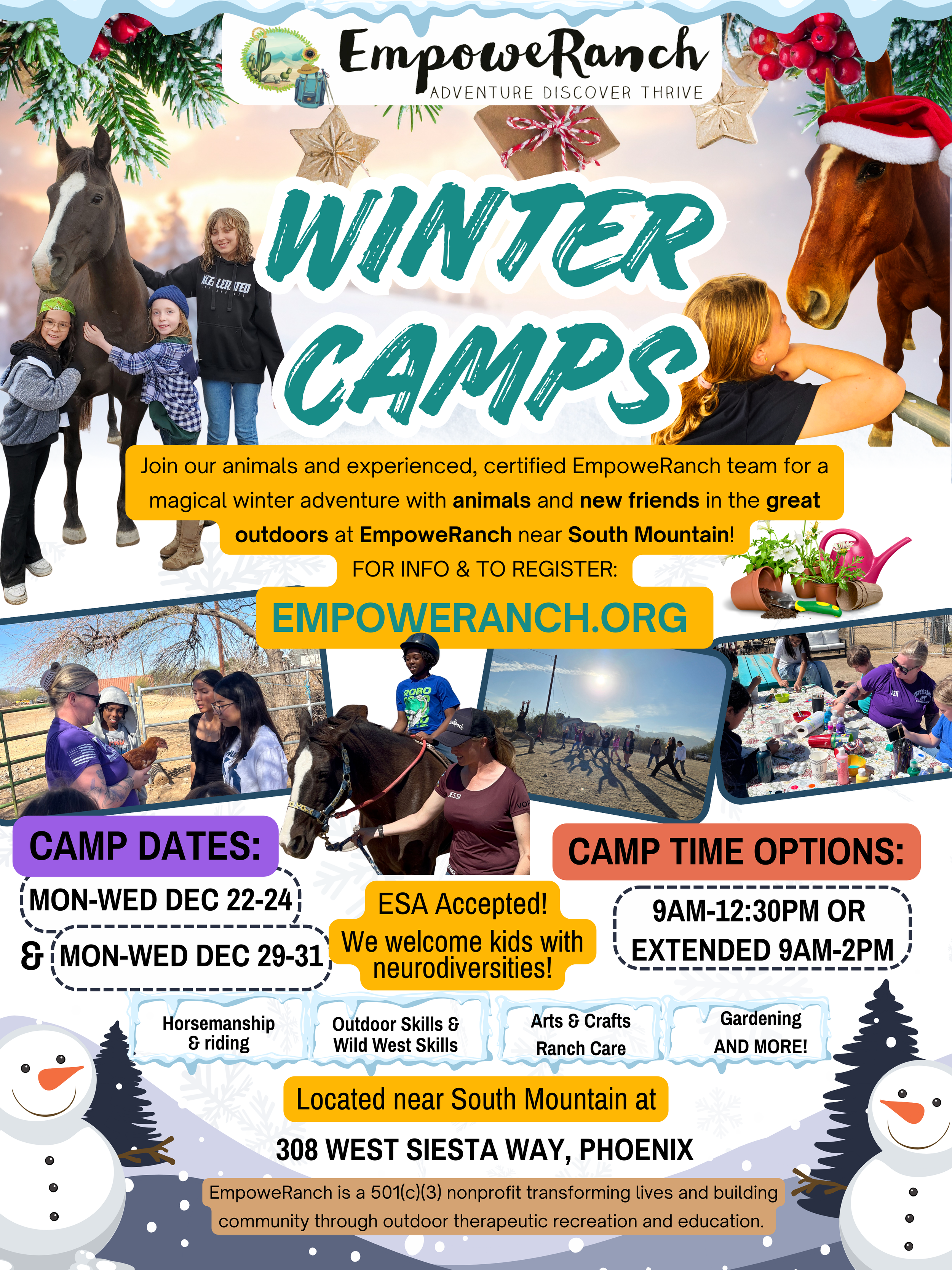 ❄️Adventure at EmpoweRanch - WK 1 🤠 Holiday Ranch Adventure WINTER CAMP 2025 | Mon, Dec 22nd - Wed, Dec 24th
