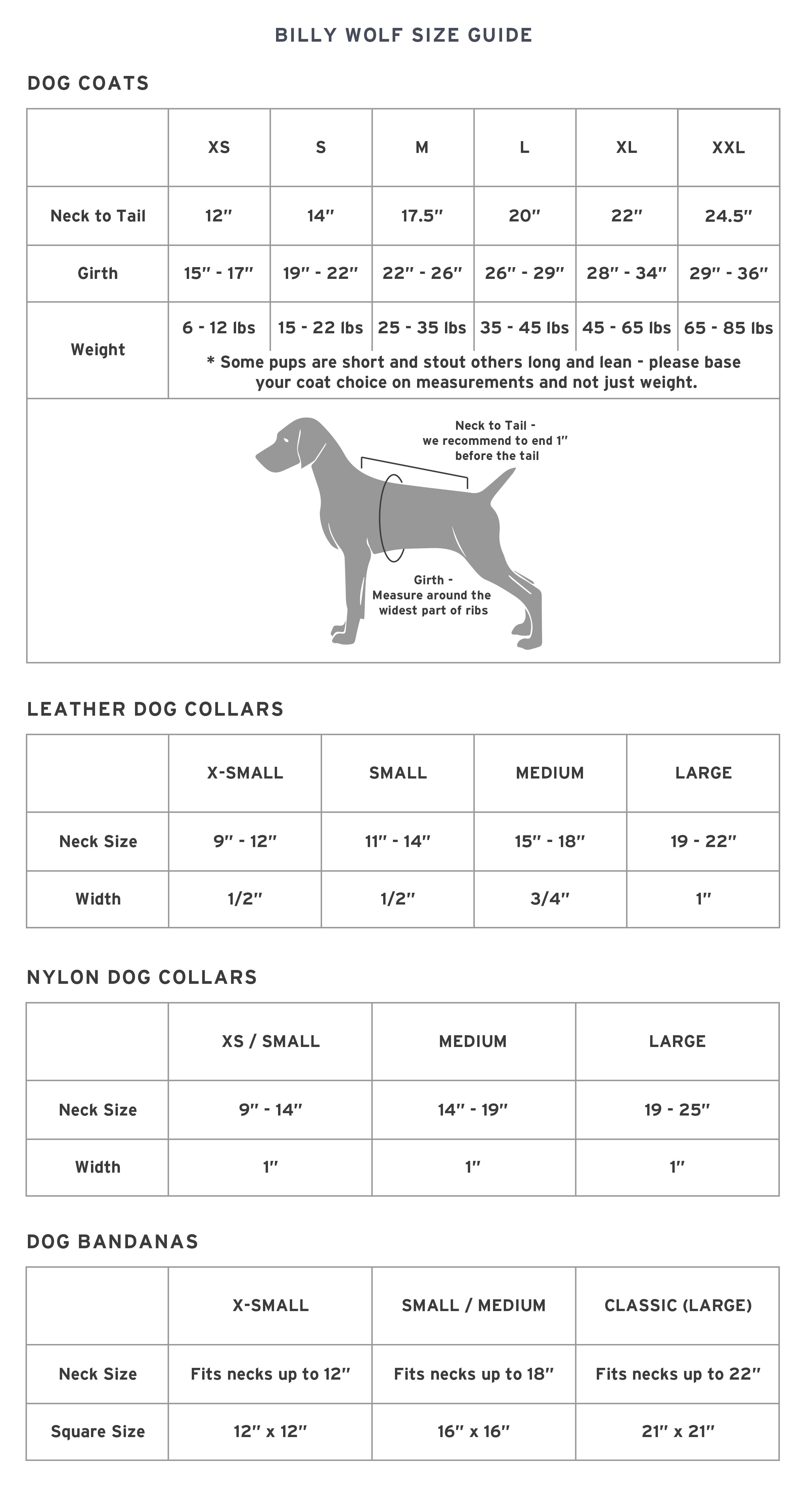 Wolf Form Size Chart