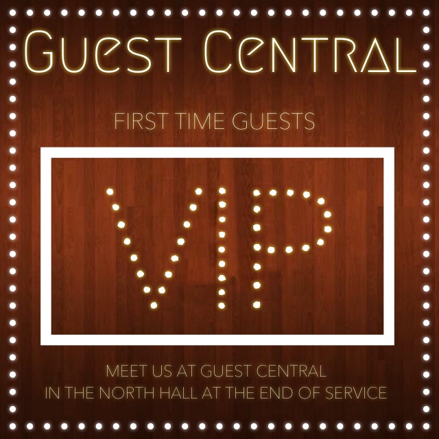 First Time Guests We would love a chance to visit with you personally immediately following Sunday's service. Please join us at Guest Central (in the North hallway) for light refreshments, fellowship and a small gift from us to you! 