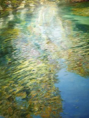 Lake Griffy Reflections, Dawn Adams, oil on canvas Indiana Now 2016: The Bicentennial