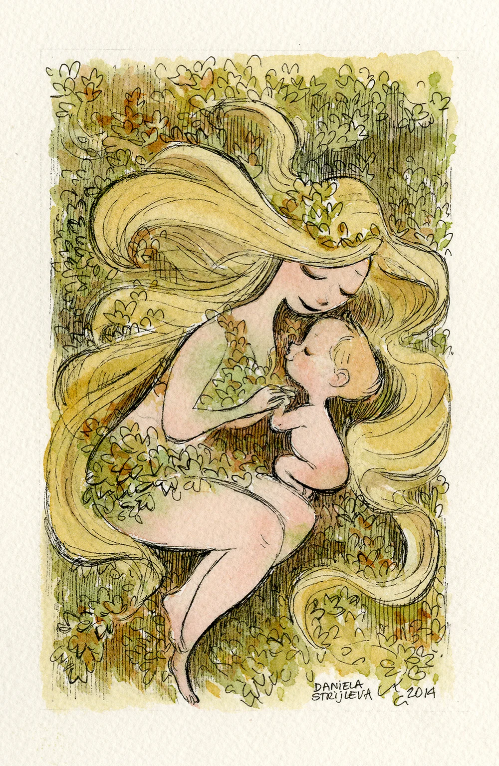 Mother Hen, 2014, Pencil, Ink Pen and Gouache.