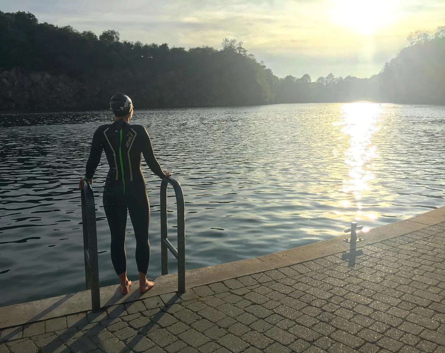Ready to go! Evening swim @stoneycove a quarry we were always told as kids not to swim in. Oh how things have changed! Nice steady 2k with mum at her fav spot. Enjoyed swimming up close to the wildlife and managed to avoid the divers and falling rock