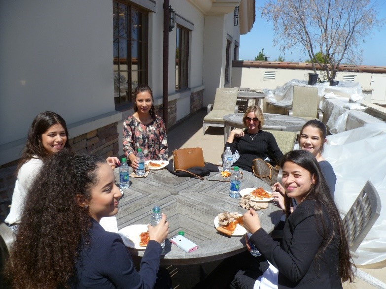Students and teacher enjoying lunch provided by Mission Trails ROP Coordinator, Melissa Casillas. Mission Trails ROP also provided transportation for the students.