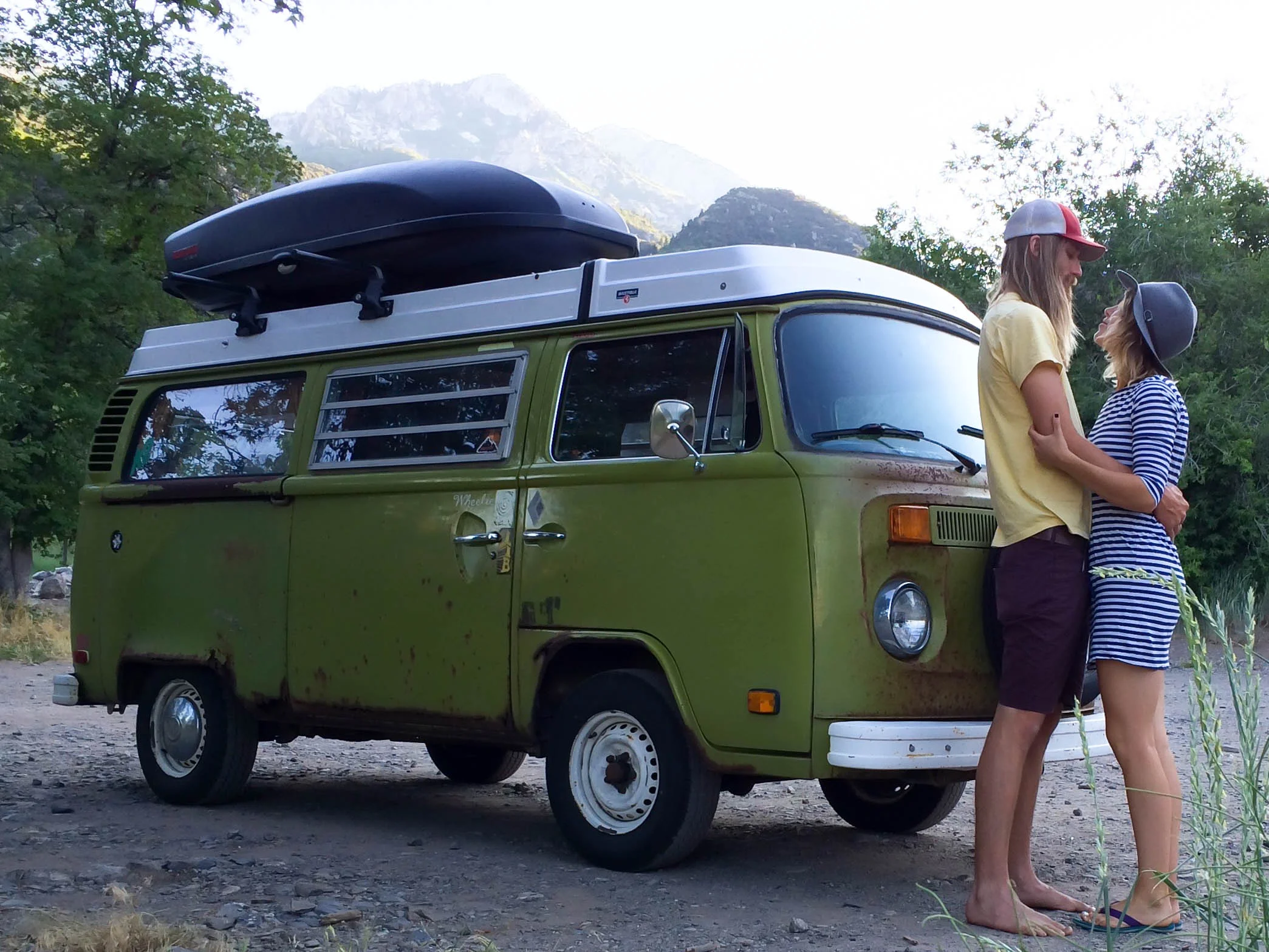 Sarah & Matt in a VW Bus