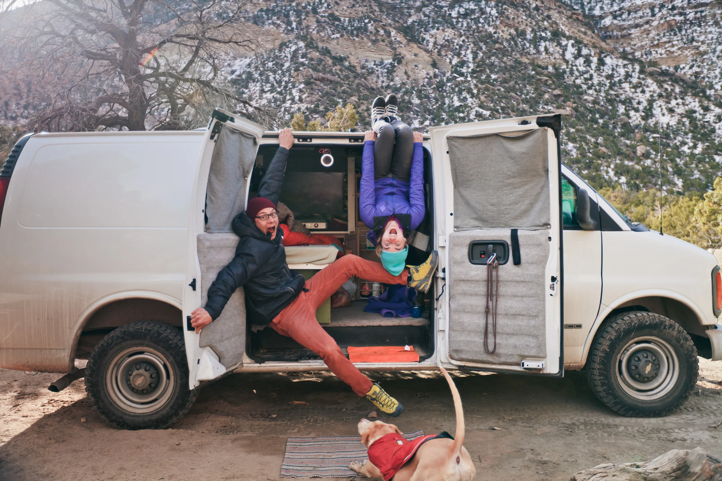 Julie & Alton in a Chevy Van