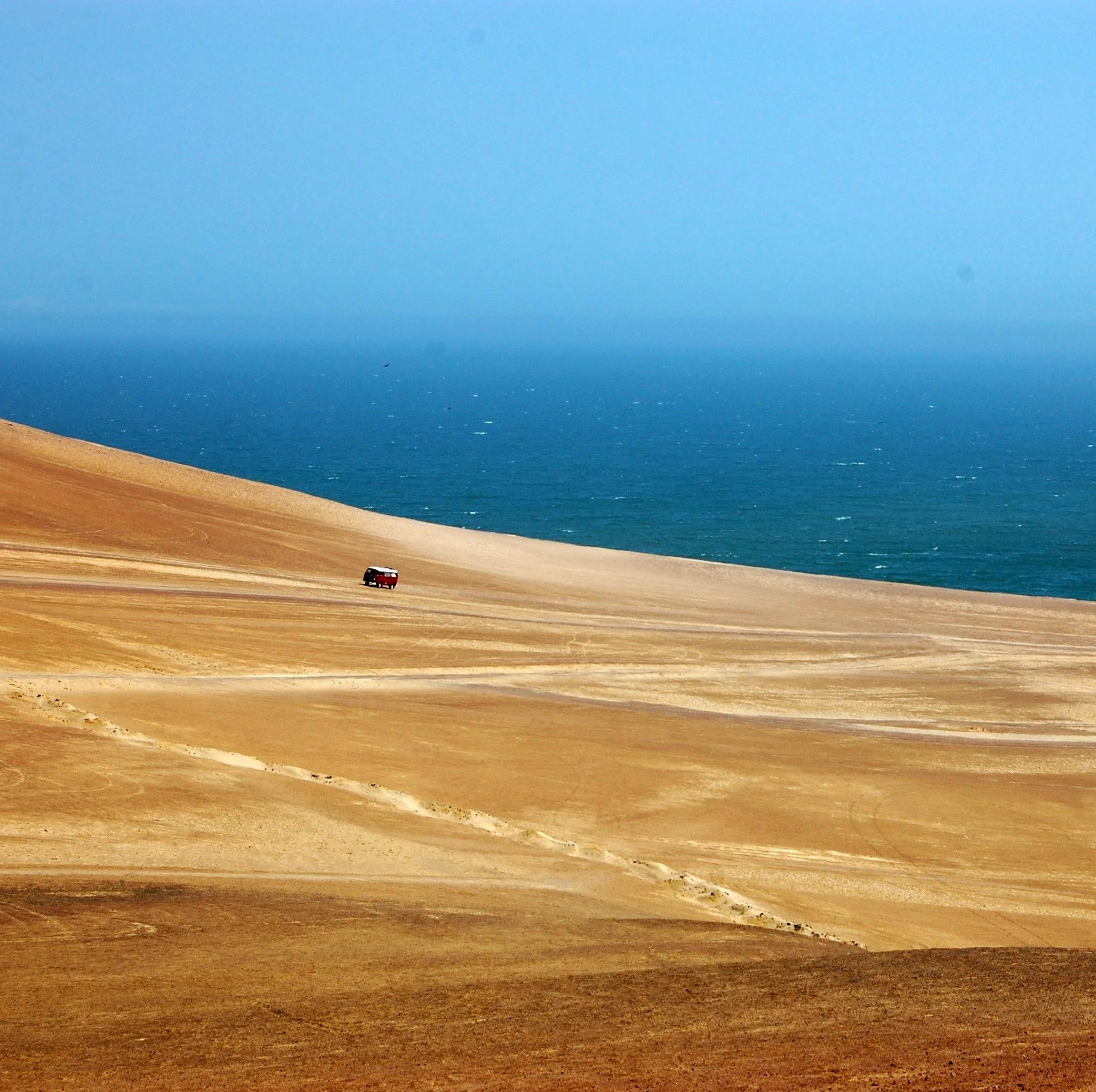 Driving on the dunes in Paracas National Park, Peru