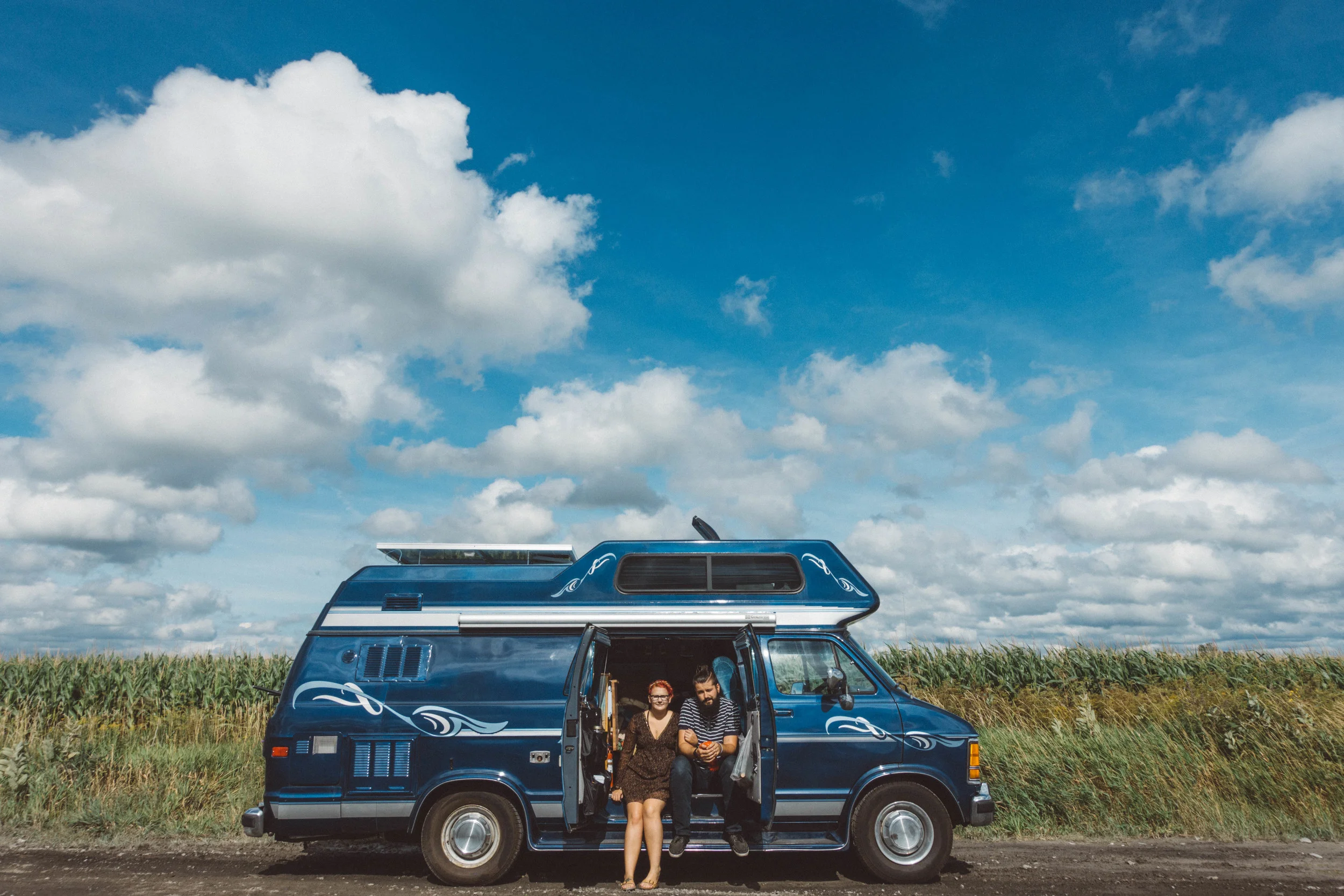 Shelby & Simon in a Dodge Van
