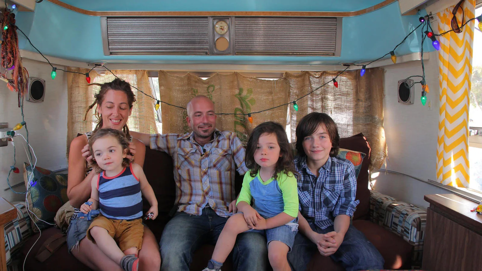 Nathan, Renee, Tristan, Winter & Wylder in a VW Bus