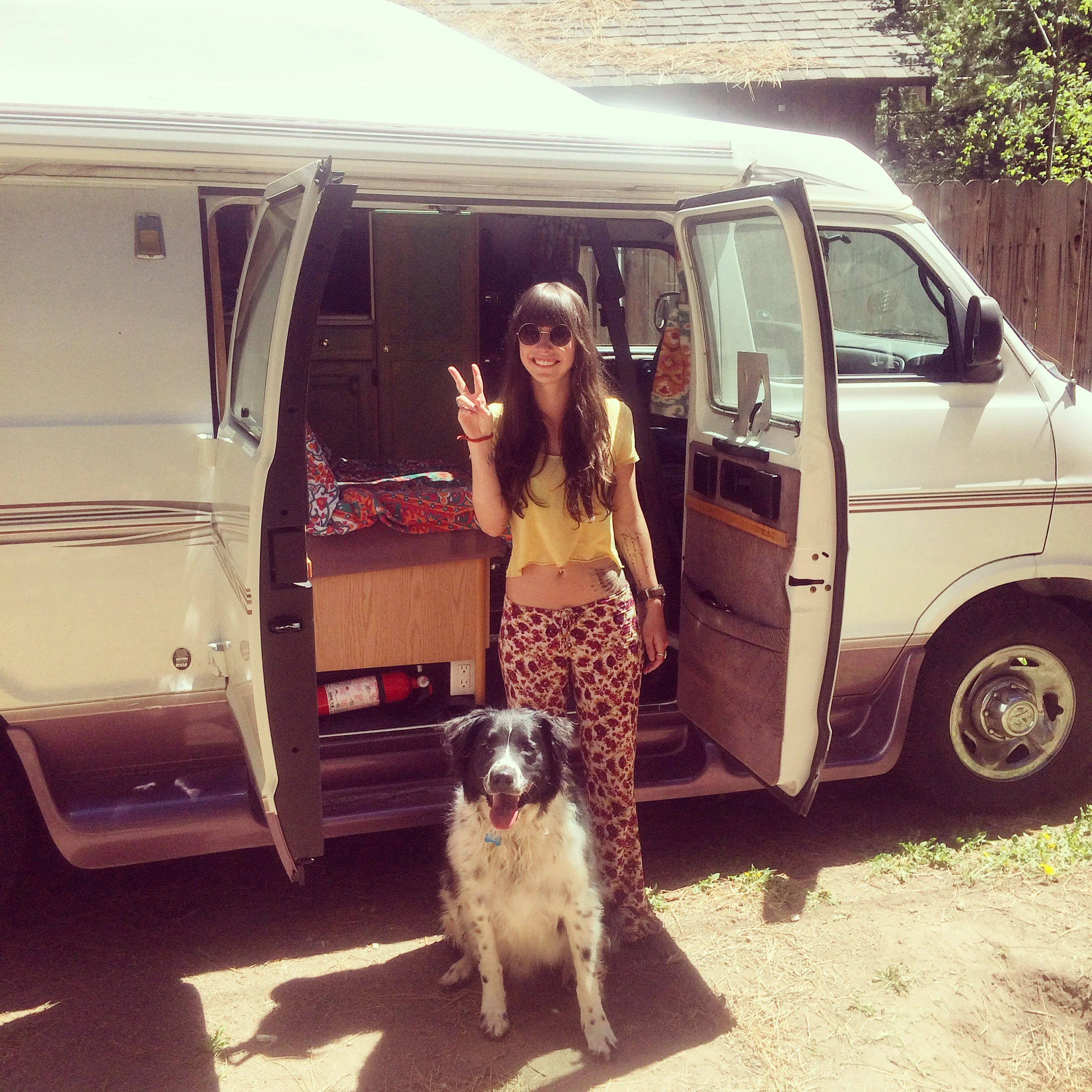 Kara in a Dodge Van