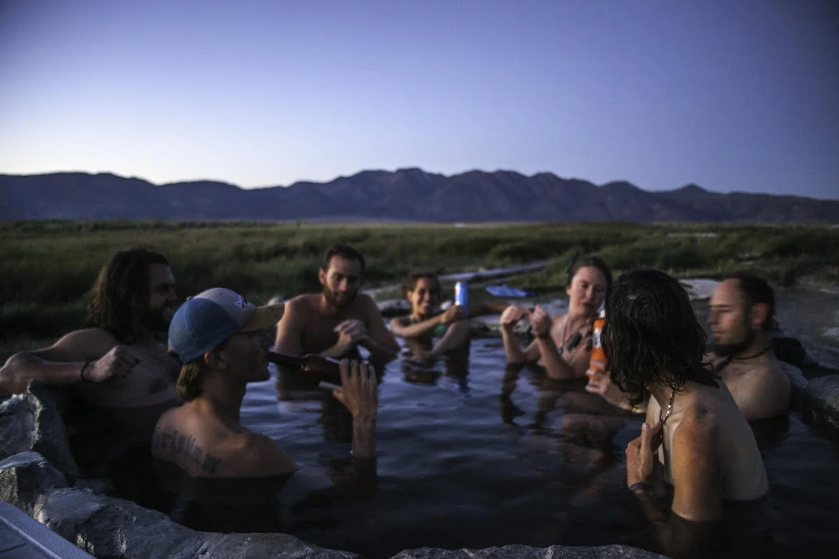 At a hot springs off U.S. Route 395 close to Mammoth Lakes