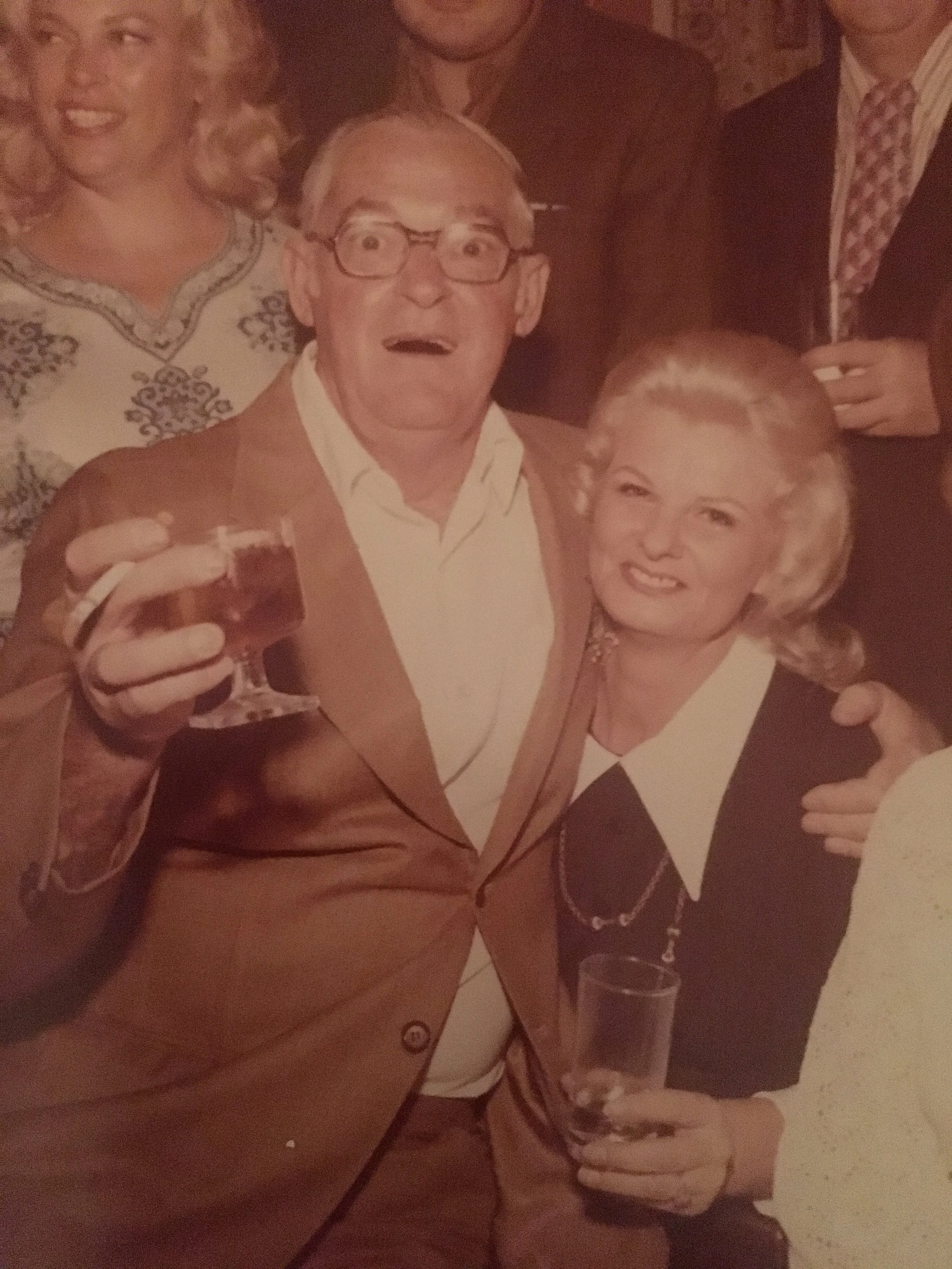 Uncle Ed (left) with one of his many drinks in hand.