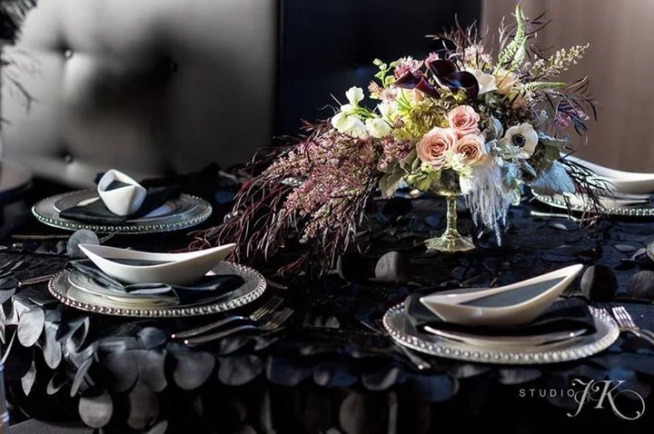 Photo by Studio JK Photography, Table Concept Design and Floral by Pro Chic Events, Tableware by AllWell Rents, Stationery by Veronica Preston Design