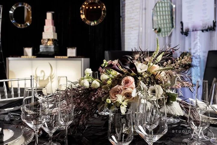 Photo by Studio JK Photography, Table Concept Design and Floral by Pro Chic Events, Tableware by AllWell Rents, Cake by Cupcake Libations, Co-Direction by Platinum Weddings and Events-Denver