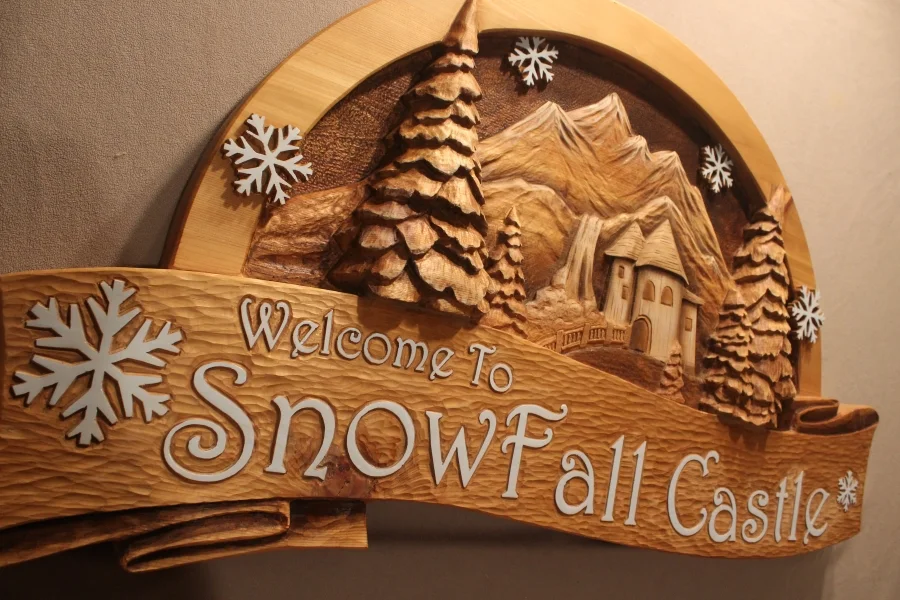 Custom Wood Signs, Snowfall Castle