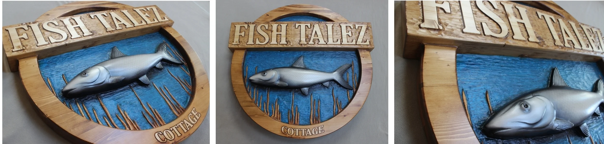 Fish Talez - A 4' diameter bonefish sign for a fisherman's home in Florida. By Lazy River Studio