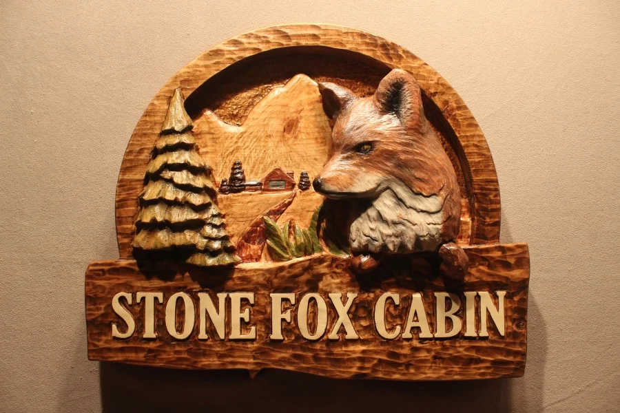 Custom Carved Wood Signs, Cabin Signs, Fox Signs