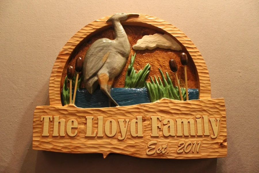 Home signs, family name signs, heron signs, bird signs, and more