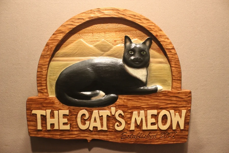 Custom Carved Cat Signs