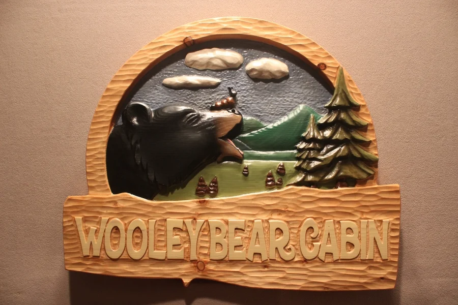 Hand Carved Cabin signs