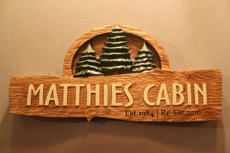 Wooden cabin signs by Lazy River Studio