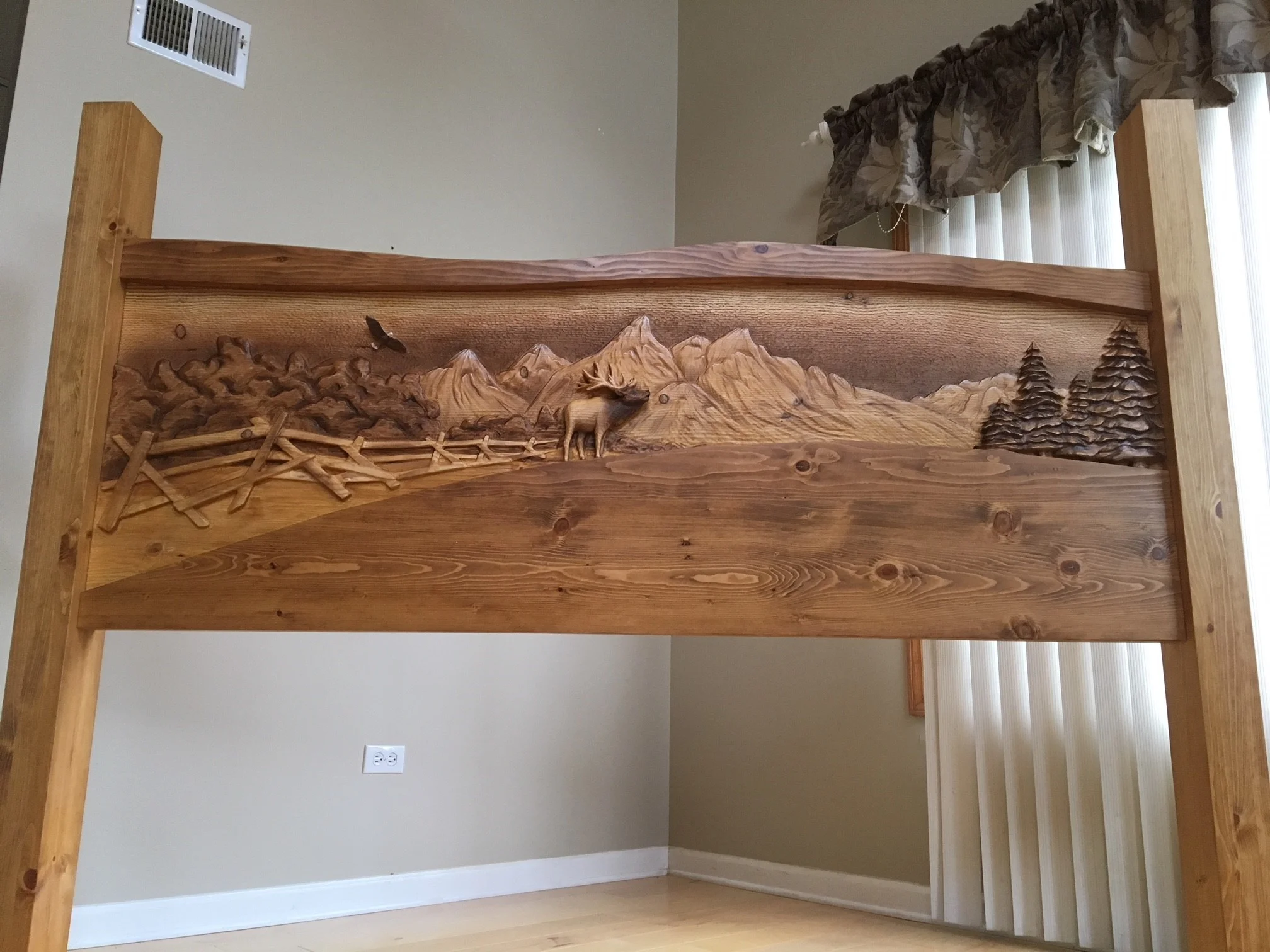 Custom Carved King Size Headboard