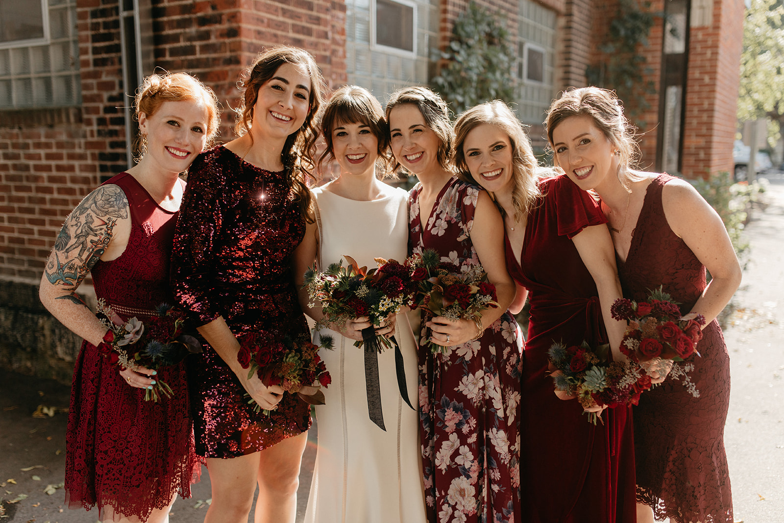 bridal bouquet and maids flowers.jpeg