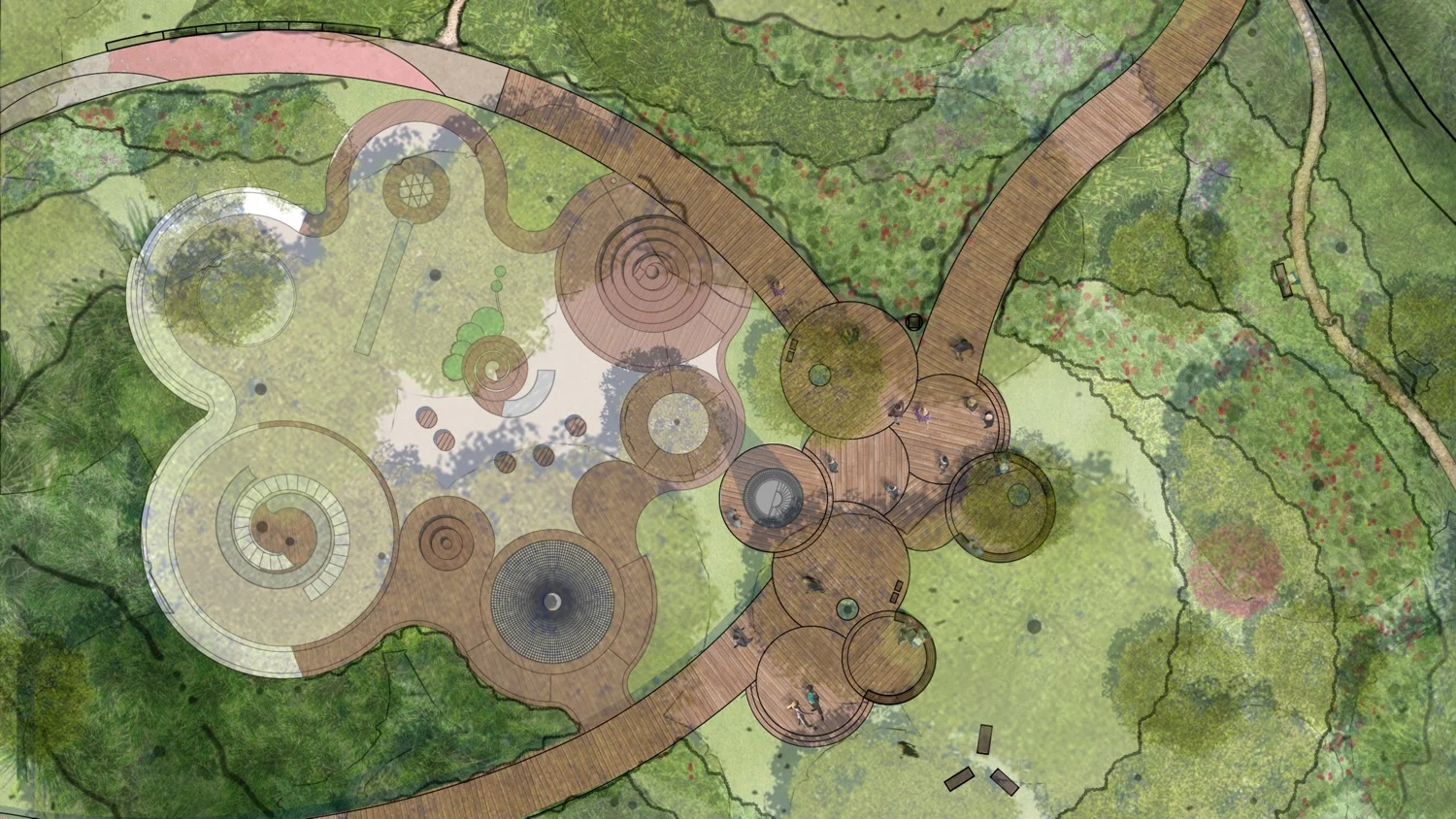 Merriground playscape by Martha Schwartz Partners, landscape by Mahan Rykiel Associates and structural engineering by Arup