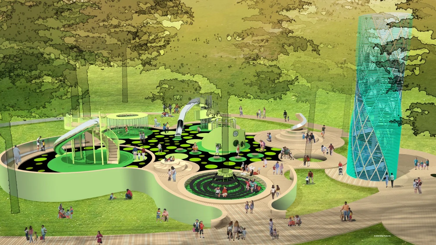 Merriground playscape and sculpture by Martha Schwartz Partners