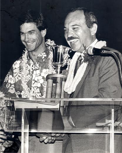 Winning the Governor's Cup 1987, with Governor John Waihee