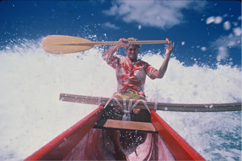Mark Sandvold taking a drop for a Canoes photo shoot