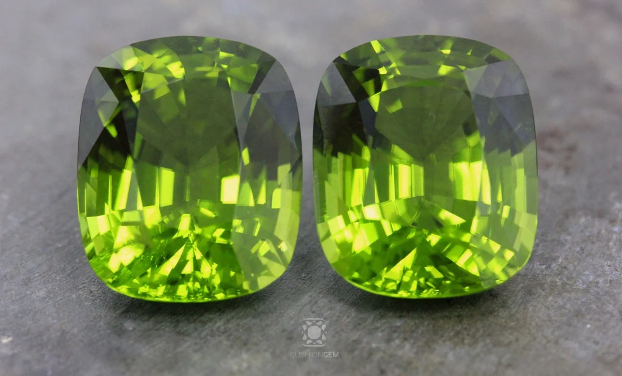 56.80 Cushion Pair Peridot