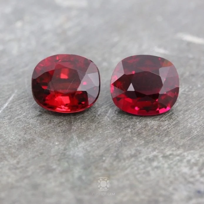 2.16 Cushion Pair Un-heated Ruby