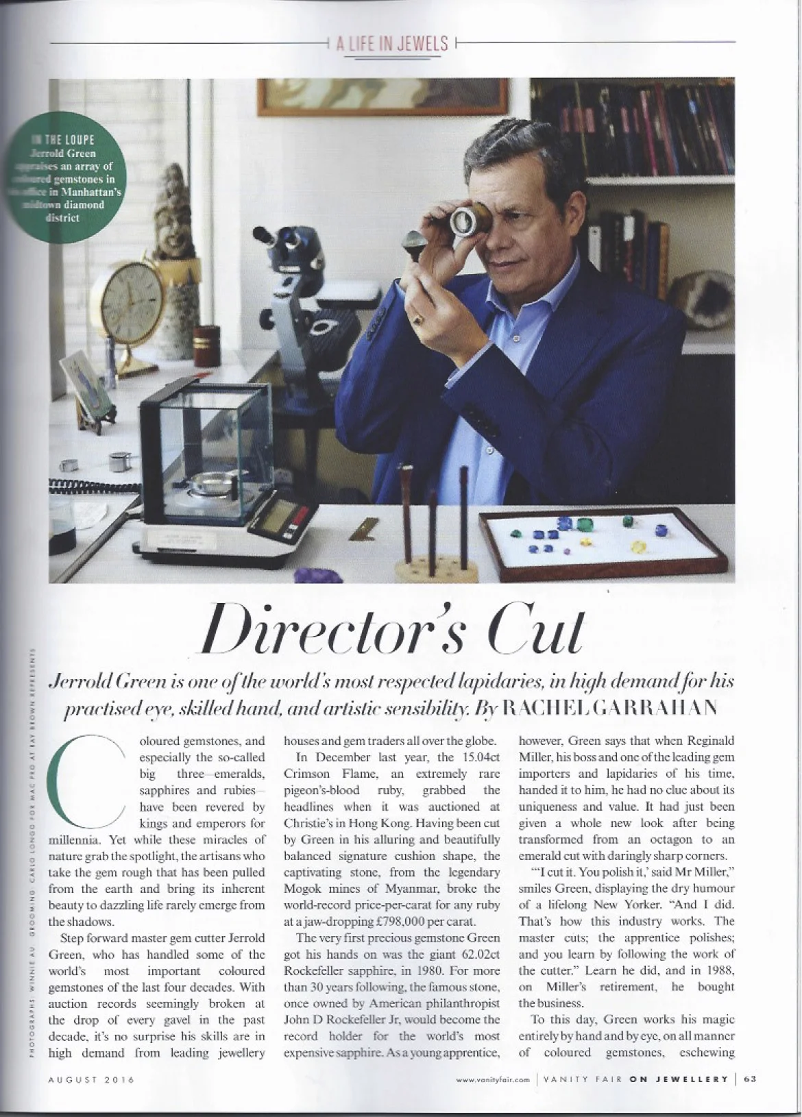 Jerrold Green, propietor of Reginald C. Miller featured in Vanity Fair - August 2016 - download here