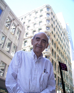 Laurence Orbach (1924-2008), In front of his office at 93 Nassau Street, in New York City's first diamond district in 2005