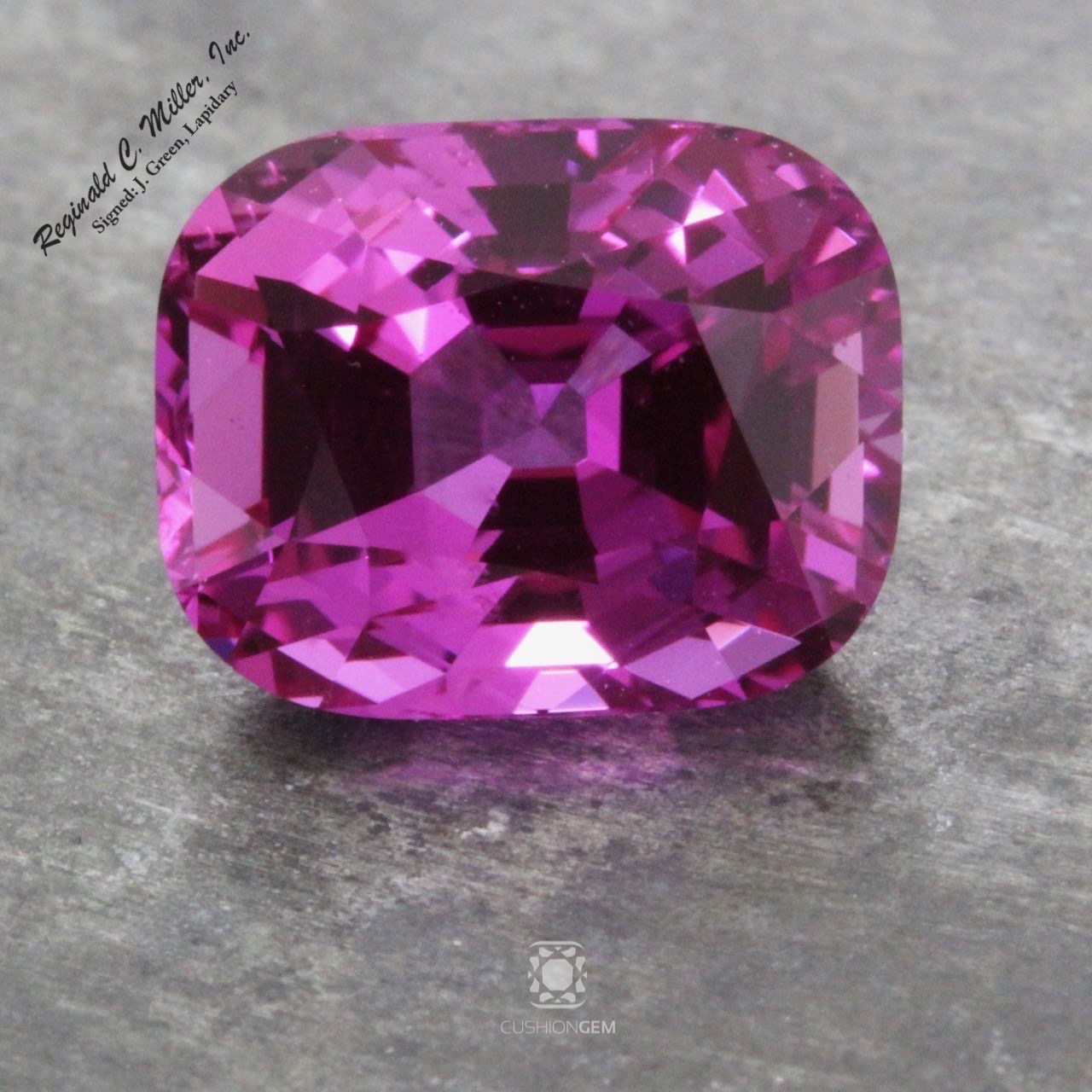 A 5.55 carat pink sapphire cut by Jerrold Green