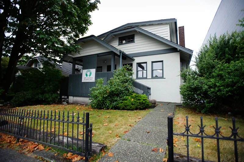 As humble as its inhabitants, this converted house on Sixth Street, New Westminster in British Columba, Canada, serves as the headquarters of HOPE International Development Agency. New Westminster, BC, Canada on August-15-2013. Photo: Art Zaratsyan