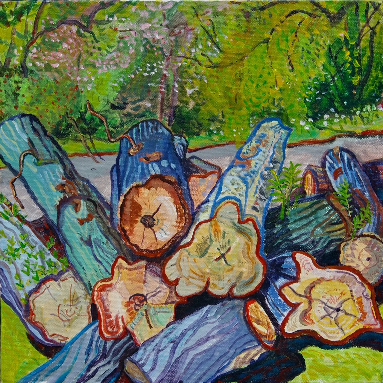 Cut logs after the Oct snowstorm, Central Park I