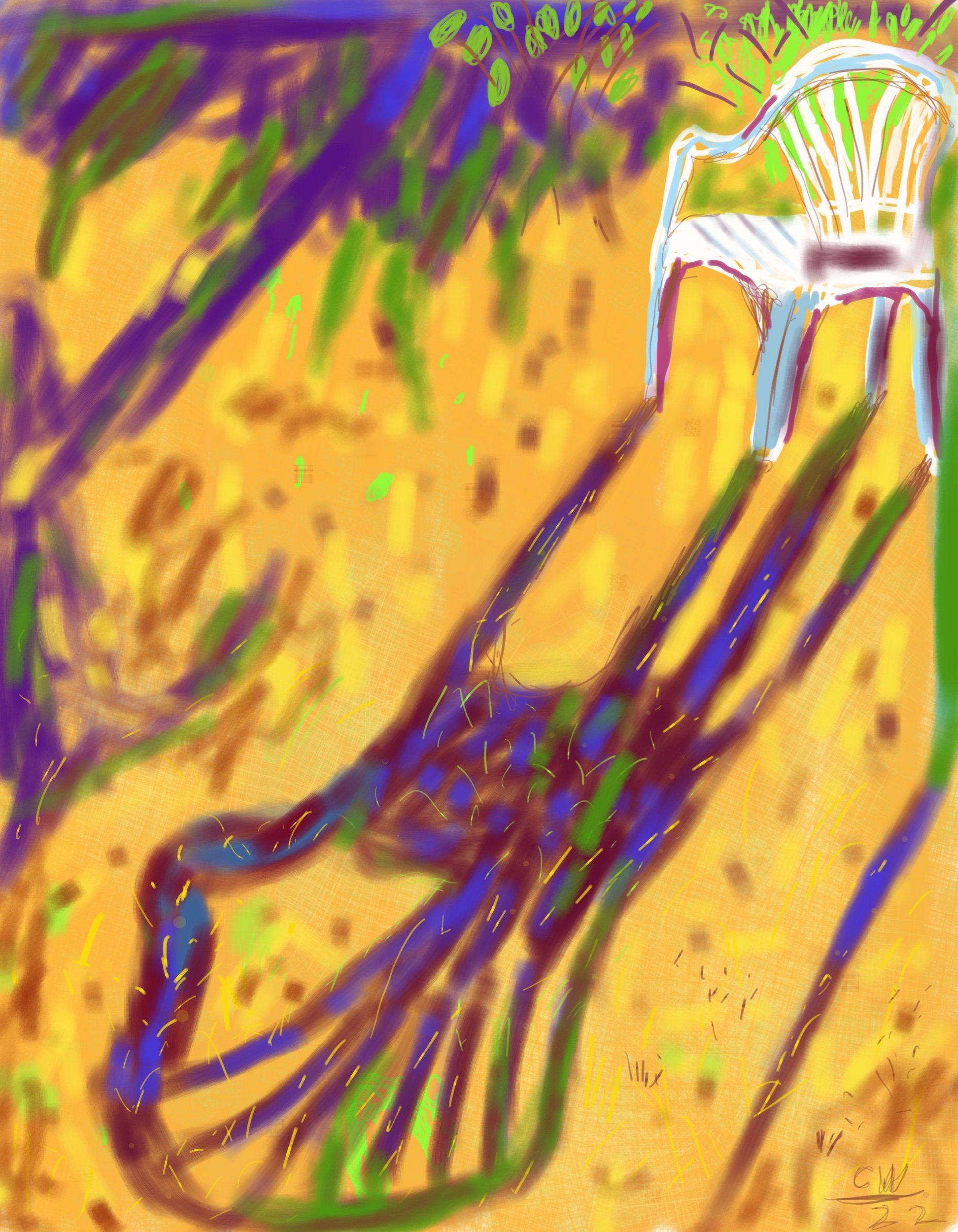 Plastic Chair in the Harsh Morning Sun - France
