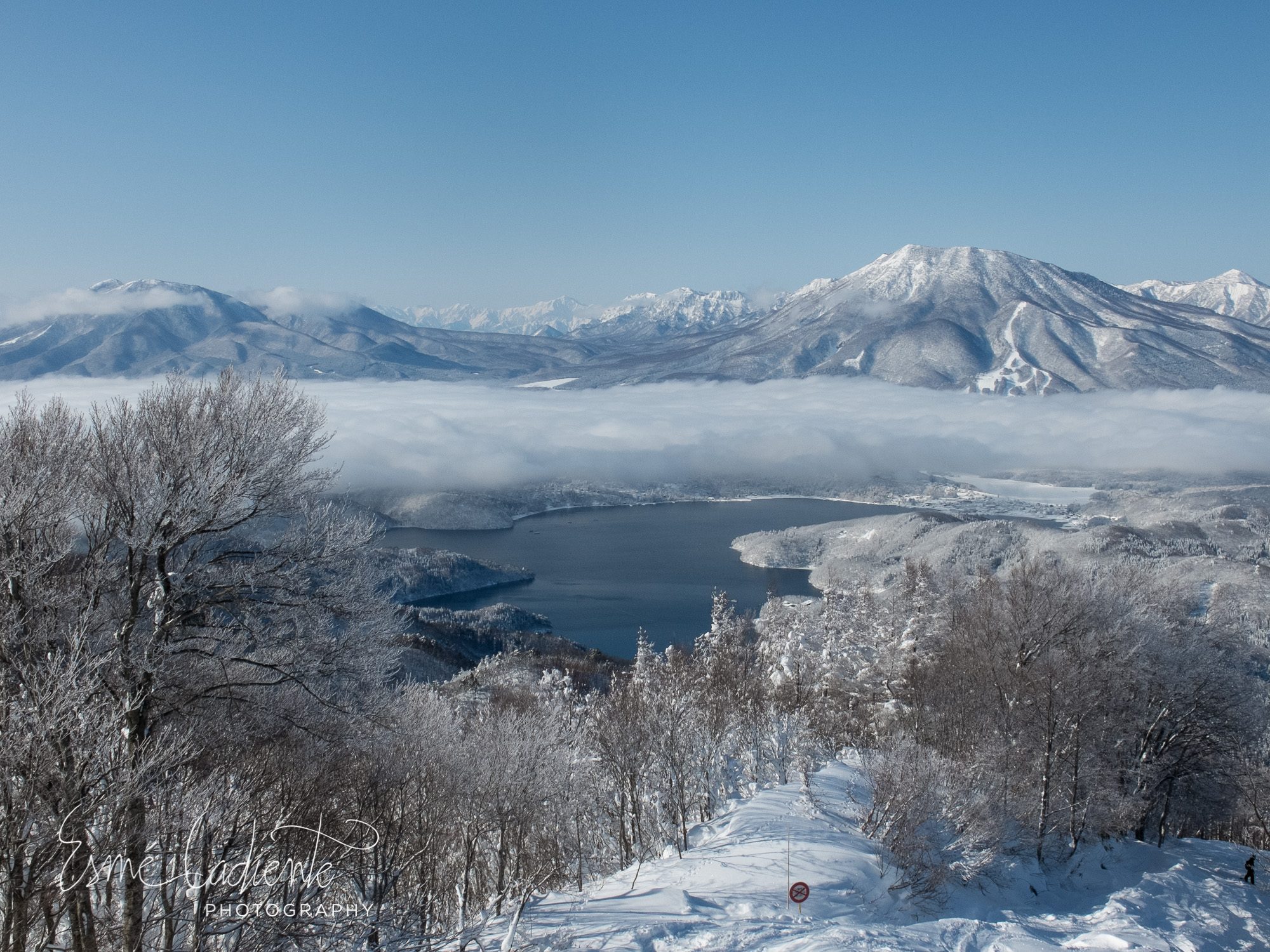 The view of Lake Nojiri from the ridge between Madarao and Tangram Ski Circus.